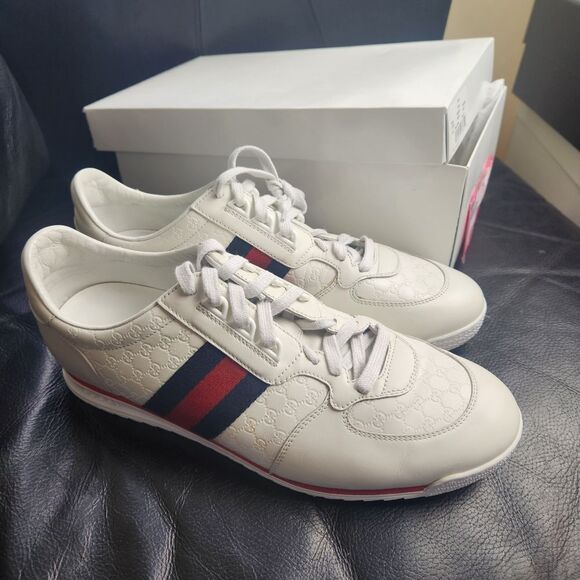 Gucci Other - GUCCI LEATHER Web Sneaker 'White' size 8 restored